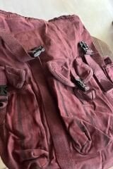 Old Cotton Ahtapot Çanta-Bordo Çizgili Cepli